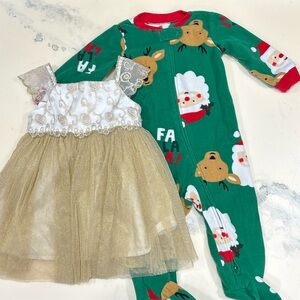 Christmas Bundle. Girls 9 month Dress and Pajamas
